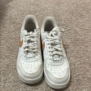 Nike Air Force 1 White and Orange Sneakers